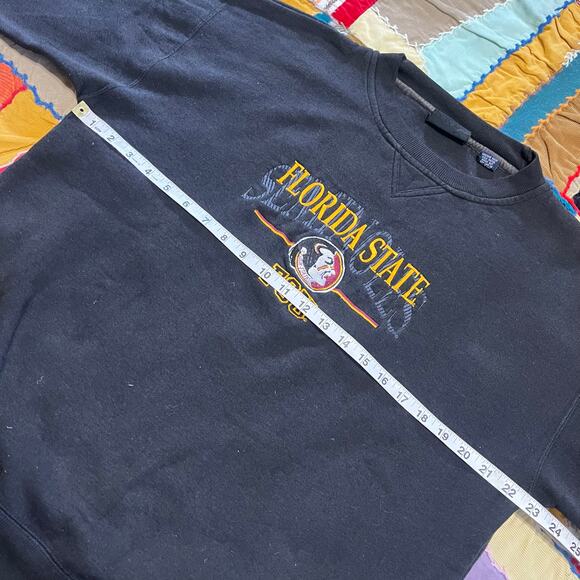 Y2K Florida State Seminoles FSU Black Embroidered Crewneck Large - Picture 5 of 6